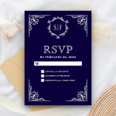 Midnight Blue monogram RSVP