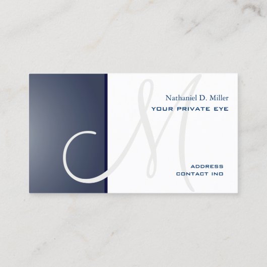 Midnight Blue Monogram Visitekaartje (Achterkant)