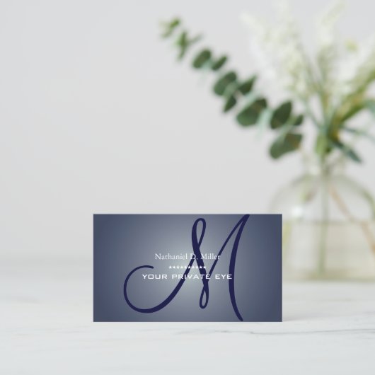 Midnight Blue Monogram Visitekaartje (Staand voorkant)