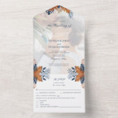 Midnight Blue Monstera Alles in een bruiloft Uitno All In One Uitnodiging (Binnen)