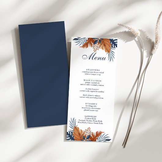 Midnight Blue Monstera Menu Kaart