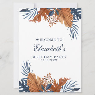 Midnight Blue Monstera Welkom Schuimbord Kaart