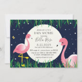 Midnight Blue Moon Star Flamingos Baby shower Kaar Kaart (Voorkant)