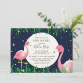 Midnight Blue Moon Star Flamingos Baby shower Kaar Kaart (Staand voorkant)