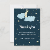Midnight Blue Moon & Stars Elegant Hartelijk dank Bedankkaart (Voorkant)