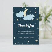 Midnight Blue Moon & Stars Elegant Hartelijk dank Bedankkaart (Staand voorkant)