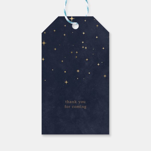 Midnight Blue Moon Stars Quinceanera Cadeaulabel (Achterkant)