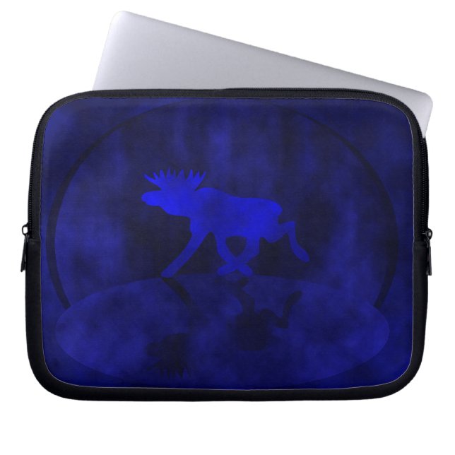 Midnight blue Moose Laptop Sleeve (Voorkant)