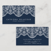 Midnight Blue Moroccan Lace Pattern Visitekaartje (Voorkant / Achterkant)