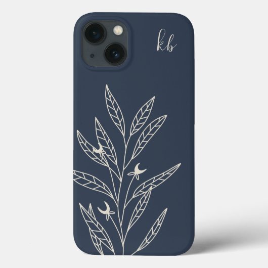 Midnight Blue | Mystic Boho Botanical Monogram Case-Mate iPhone Case (Achterkant)