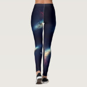 Midnight blue nebula gym actief draag leggings (Achterkant)