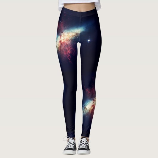 Midnight blue nebula gym actief draag leggings (Voorkant)