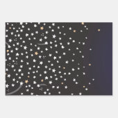 Midnight Blue Night Sky, Shooting Stars, Galaxy Inpakpapier Vel (Voorkant 3)