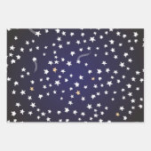 Midnight Blue Night Sky, Shooting Stars, Galaxy Inpakpapier Vel (Voorkant 2)