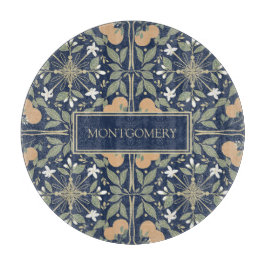 Midnight Blue Orange Blossoms Pattern Snijplank