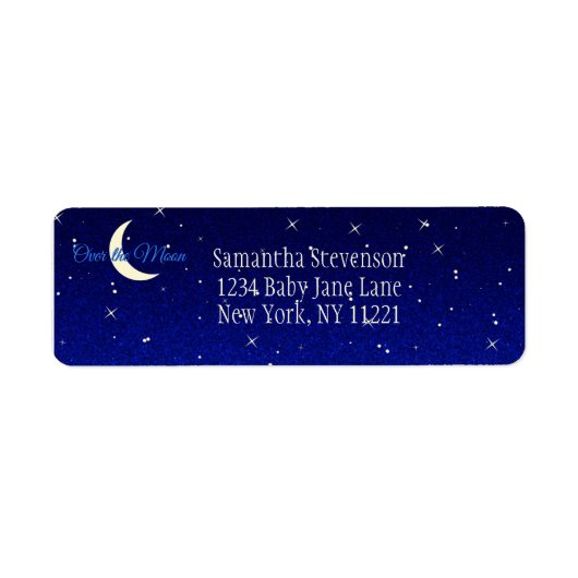 Midnight Blue over het Moon Baby shower Adres Etiket (Voorkant)