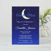 Midnight Blue Over the Moon Baby shower Kaart (Staand voorkant)