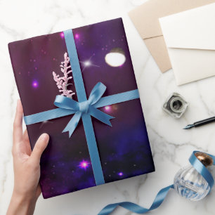 Midnight Blue Paars Galaxy Cadeaupapier