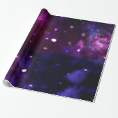 Midnight Blue Paars Galaxy Cadeaupapier (Uitgerold)