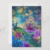 Midnight Blue Paarse Bloemen Indiase Peacock Bruil Kaart (Achterkant)