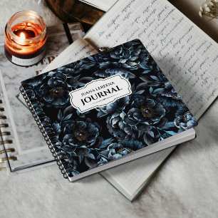 Midnight Blue Peonies  Label Notitieboek