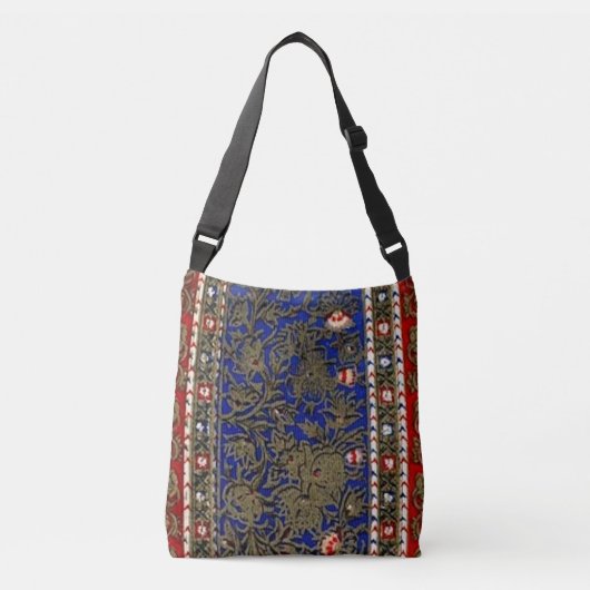 Midnight Blue Perzisch vloerkleed  Bloemen Crossbody Tas (Voorkant)