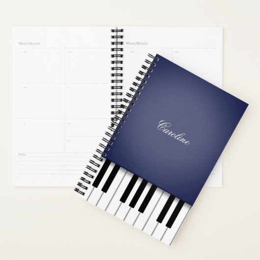 Midnight Blue Piano Keyboard Aangepaste muziek Planner (Display)