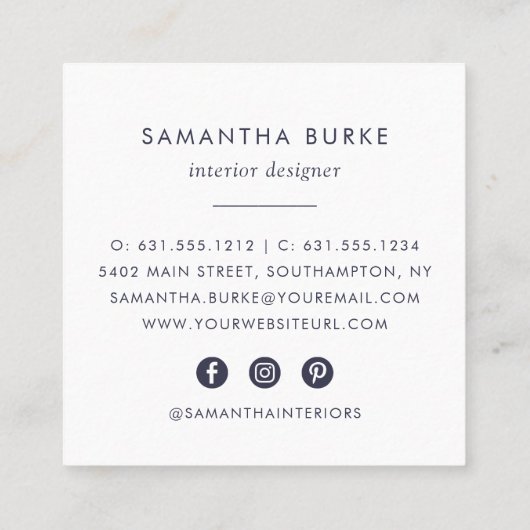 Midnight Blue Pineappel Vierkante Visitekaartje (Achterkant)