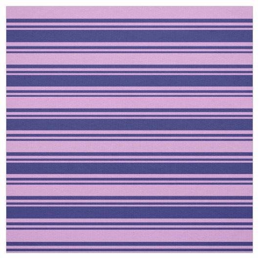 Midnight Blue & Plum Lines Pattern Stof (Swatch)