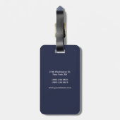 Midnight blue professional simpel modern monogram bagagelabel (Achterkant verticaal)