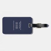 Midnight blue professional simpel modern monogram bagagelabel (Achterkant horizontaal)