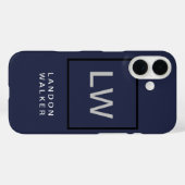 Midnight blue professional simpel modern monogram Case-Mate iPhone case (Achterkant (horizontaal))