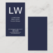 Midnight blue professional simpel modern monogram visitekaartje (Voorkant / Achterkant)