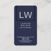Midnight blue professional simpel modern monogram visitekaartje (Voorkant)