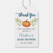 Midnight Blue Pumpkin Baby shower Dank je wel Cadeaulabel (Voorkant)