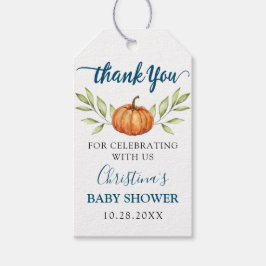 Midnight Blue Pumpkin Baby shower Dank je wel Cadeaulabel