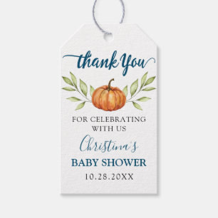 Midnight Blue Pumpkin Baby shower Dank je wel Cadeaulabel
