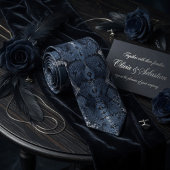 Midnight Blue Python Snakeskin Stropdas