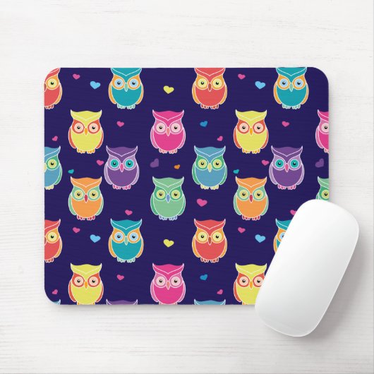 Midnight Blue Rainbow Owl Patroon  Tween Muismat (Met muis)