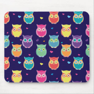 Midnight Blue Rainbow Owl Patroon  Tween Muismat