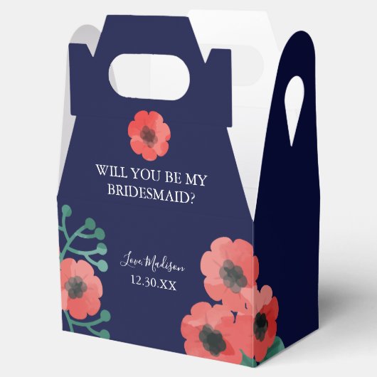 Midnight Blue Red Poppy zal je mijn Bridesmaid zij Bedankdoosjes (Geopend)