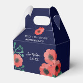 Midnight Blue Red Poppy zal je mijn Bridesmaid zij Bedankdoosjes (Voorkant Zijde)