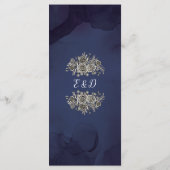 Midnight Blue Rozen Floral Gothic bruiloft diner Menu (Achterkant)