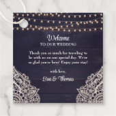 Midnight Blue Rustieke Elegantie Bruiloft Favor La Bedankjes Labels (Voorkant)