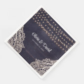 Midnight Blue Rustieke Elegantie Bruiloft Servette Servet (Hoek)