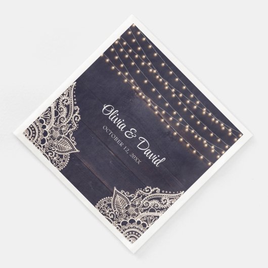 Midnight Blue Rustieke Elegantie Bruiloft Servette Servet (Hoek)