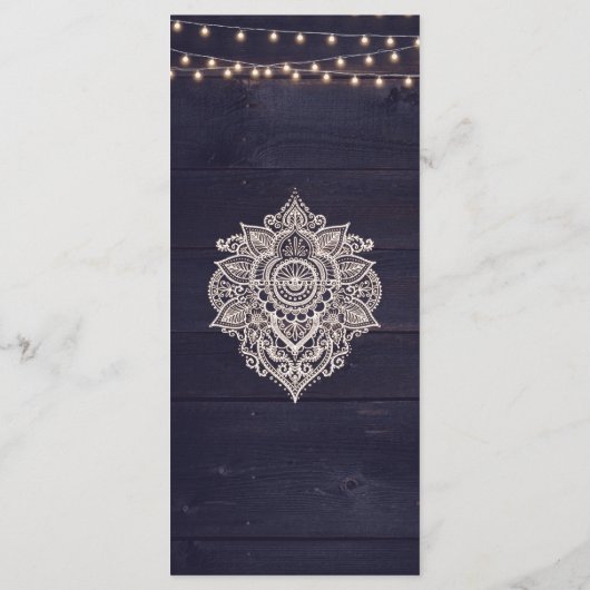 Midnight Blue Rustieke Elegantie Menu Kaart (Achterkant)