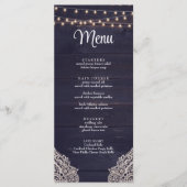 Midnight Blue Rustieke Elegantie Menu Kaart (Voorkant)