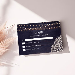 Midnight Blue Rustieke Elegantie RSVP-kaart Bedankkaart