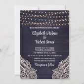 Midnight Blue rustieke houten bruiloft uitnodiging (Voorkant)